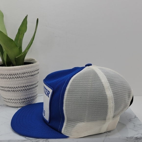 vintage 90s | white blue retro adjustable trucker snapback hat | unisex - Picture 4 of 9